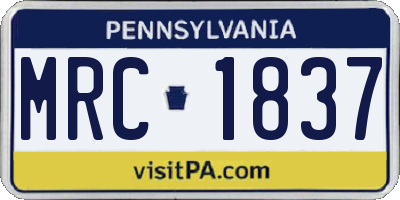 PA license plate MRC1837