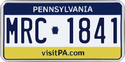 PA license plate MRC1841