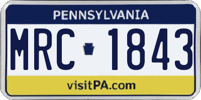 PA license plate MRC1843