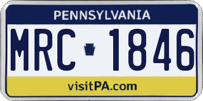 PA license plate MRC1846