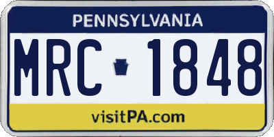 PA license plate MRC1848