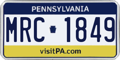 PA license plate MRC1849