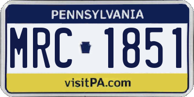 PA license plate MRC1851