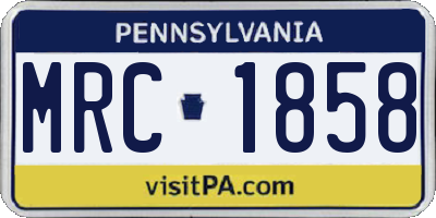 PA license plate MRC1858