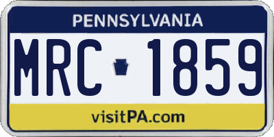 PA license plate MRC1859
