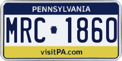 PA license plate MRC1860