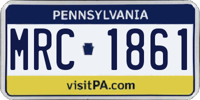 PA license plate MRC1861
