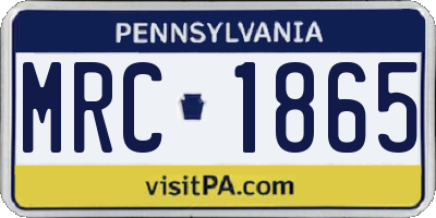 PA license plate MRC1865