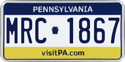 PA license plate MRC1867