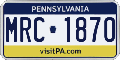 PA license plate MRC1870
