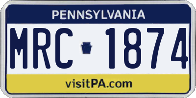 PA license plate MRC1874