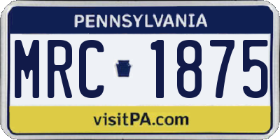 PA license plate MRC1875