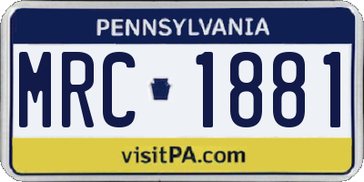 PA license plate MRC1881