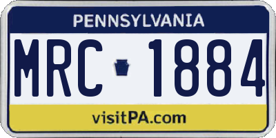 PA license plate MRC1884