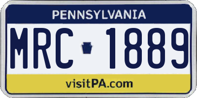 PA license plate MRC1889