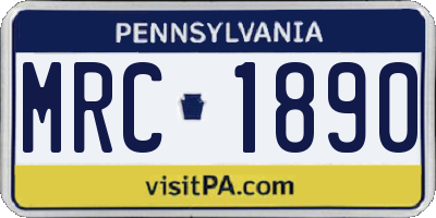 PA license plate MRC1890