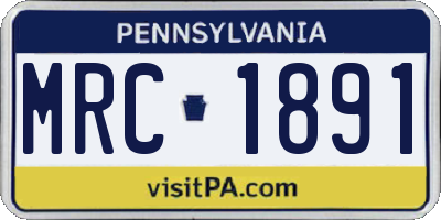PA license plate MRC1891