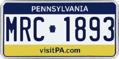 PA license plate MRC1893