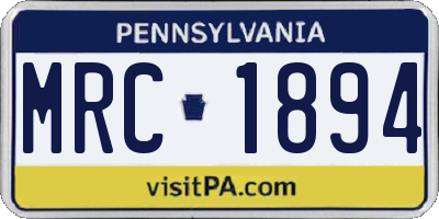 PA license plate MRC1894
