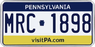 PA license plate MRC1898