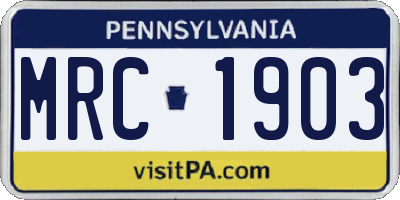 PA license plate MRC1903