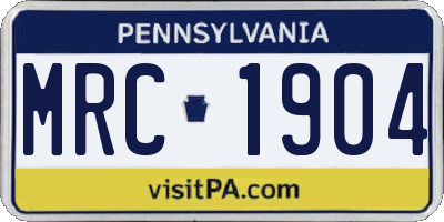 PA license plate MRC1904