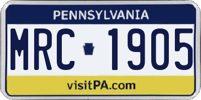 PA license plate MRC1905
