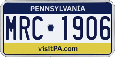 PA license plate MRC1906