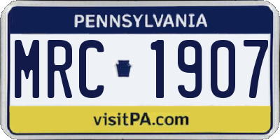 PA license plate MRC1907