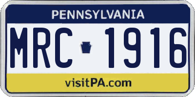 PA license plate MRC1916