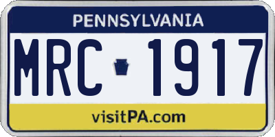 PA license plate MRC1917