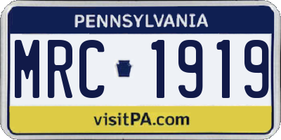 PA license plate MRC1919