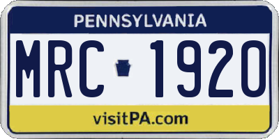 PA license plate MRC1920