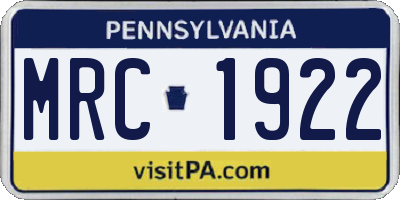 PA license plate MRC1922