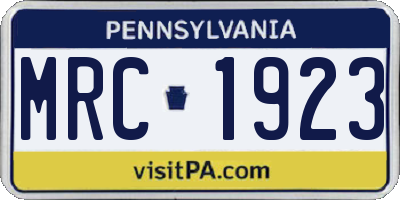 PA license plate MRC1923