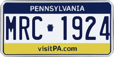 PA license plate MRC1924