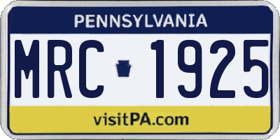 PA license plate MRC1925