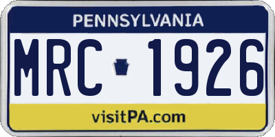 PA license plate MRC1926