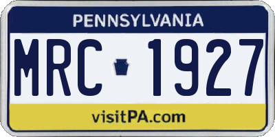 PA license plate MRC1927