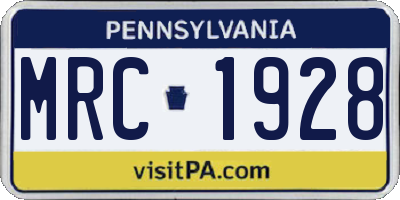 PA license plate MRC1928
