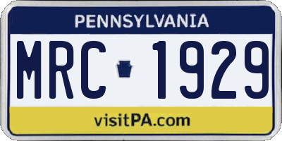 PA license plate MRC1929