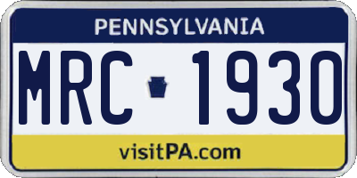 PA license plate MRC1930