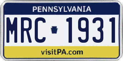 PA license plate MRC1931
