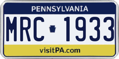 PA license plate MRC1933