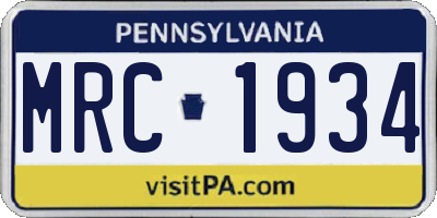 PA license plate MRC1934