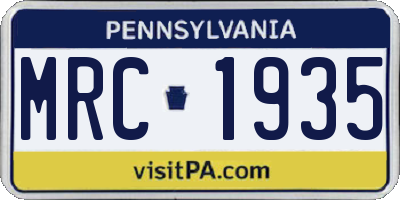 PA license plate MRC1935