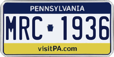PA license plate MRC1936