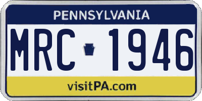 PA license plate MRC1946