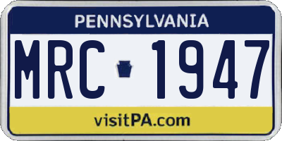 PA license plate MRC1947