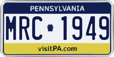 PA license plate MRC1949